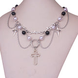 Gothic Layered Pearl Chain Necklace | Alt Punk Jewelry