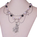 Gothic Layered Pearl Chain Necklace | Alt Punk Jewelry