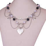 Gothic Layered Pearl Chain Necklace | Alt Punk Jewelry
