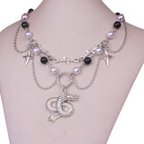 Gothic Layered Pearl Chain Necklace | Alt Punk Jewelry