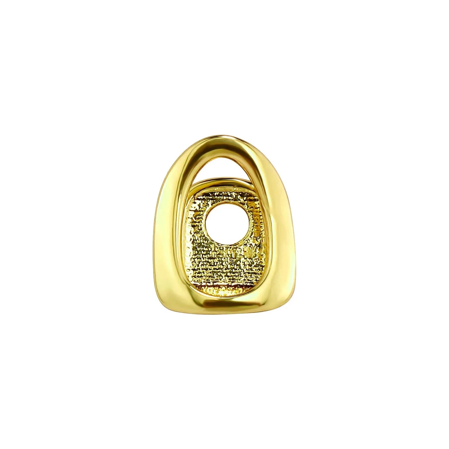 Gold Color Metal Hip Hop Rapper Single Shackle Teeth Grillz Cap Top Bottom Dental Braces Hollow out Personality Tooth Jewelry