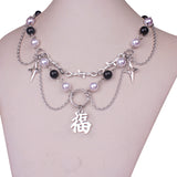 Gothic Layered Pearl Chain Necklace | Alt Punk Jewelry