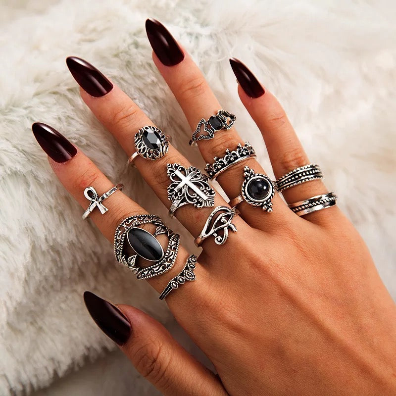 Black Stones Ring set