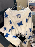 Blue Butterfly Knitted Sweater