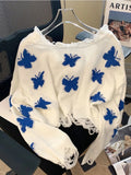 Blue Butterfly Knitted Sweater