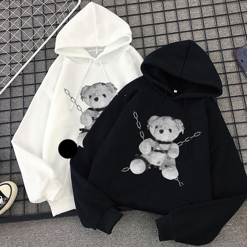 Men’s Gothic Bear Hoodie – Streetwear Hoodie with Chains Graphic