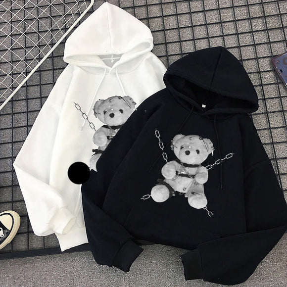 Men’s Gothic Bear Hoodie – Streetwear Hoodie with Chains Graphic