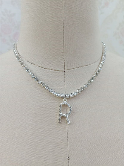 Sparkling Layered Initial Necklace