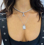 Sparkling Layered Initial Necklace