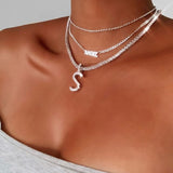 Sparkling Layered Initial Necklace