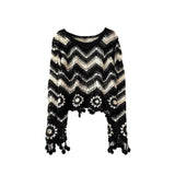 Boho Waves Crochet Fringe Sweater