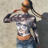 Abstract Muse Mesh Long Sleeve Top
