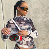 Abstract Muse Mesh Long Sleeve Top