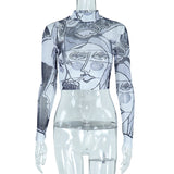 Abstract Muse Mesh Long Sleeve Top