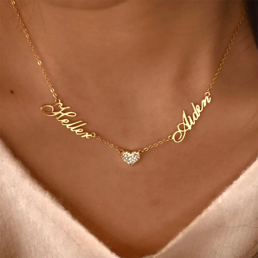 Mothers Personalized Double Name Necklace