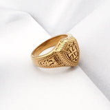 Gothic Temple Gold Plated Cross Knight Women's Ring Shield Guards High Quality Jewelry Wholesale Gift