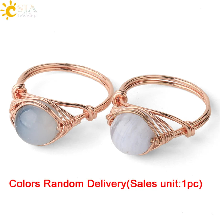 Handmade Natural Stone Ring |Wire Wrap Jewelry