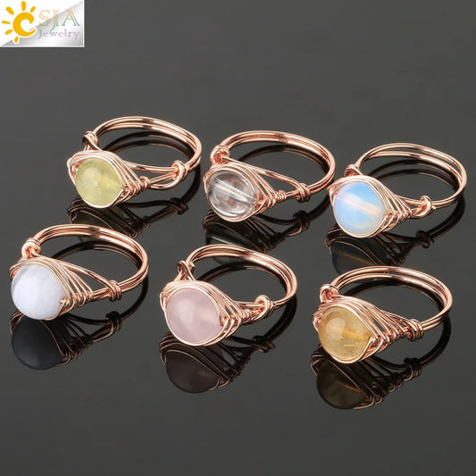 Handmade Natural Stone Ring |Wire Wrap Jewelry
