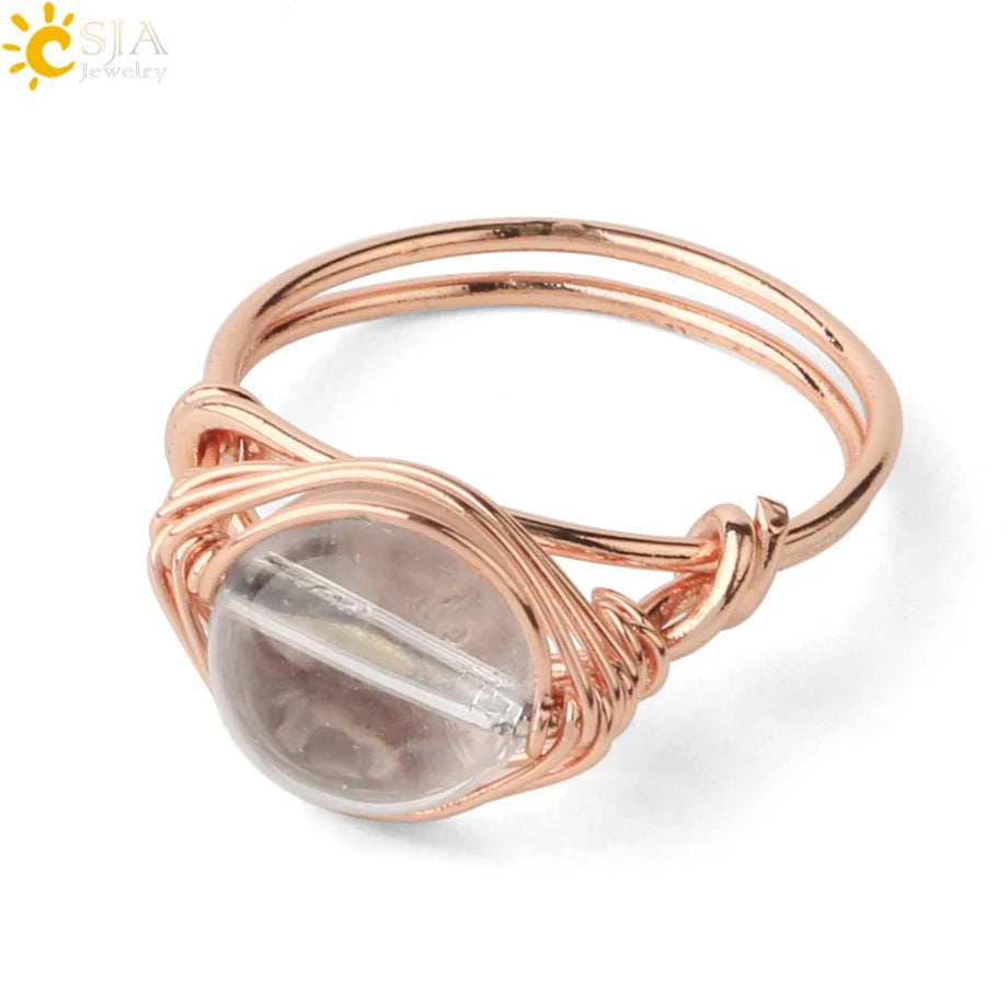 Handmade Natural Stone Ring |Wire Wrap Jewelry