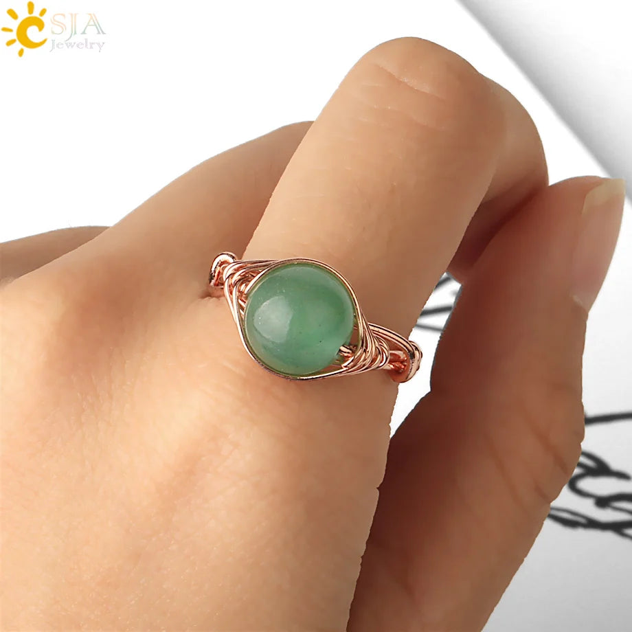 Handmade Natural Stone Ring |Wire Wrap Jewelry