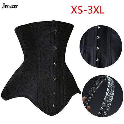 Women Underbust Corset Top Steel Bones Slimming Gothic Bustier Tops Waist Trainer Cincher Belts Black Outfits Steampunk Corset