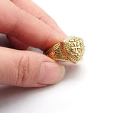 Gothic Temple Gold Plated Cross Knight Women's Ring Shield Guards High Quality Jewelry Wholesale Gift