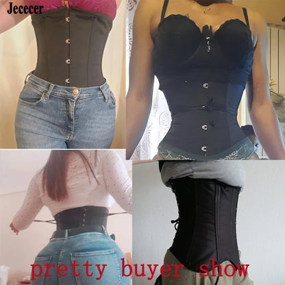Women Underbust Corset Top Steel Bones Slimming Gothic Bustier Tops Waist Trainer Cincher Belts Black Outfits Steampunk Corset