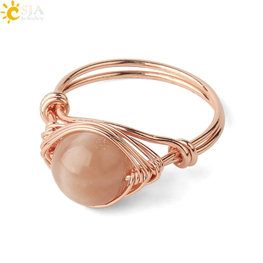 Handmade Natural Stone Ring |Wire Wrap Jewelry
