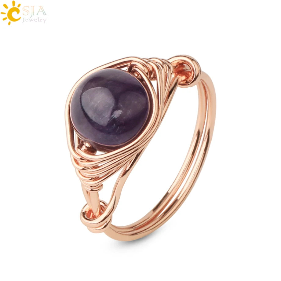 Handmade Natural Stone Ring |Wire Wrap Jewelry
