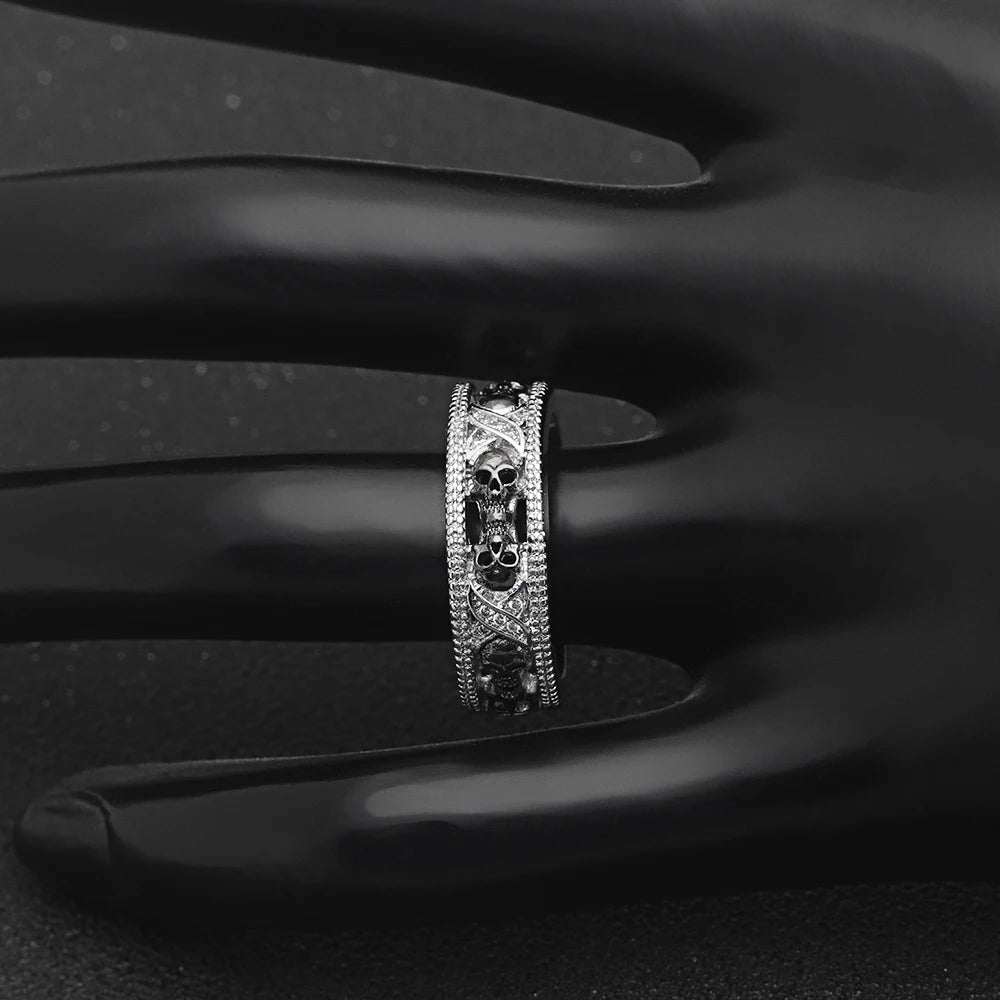 New Gothic Men's Zircon Skull Ring