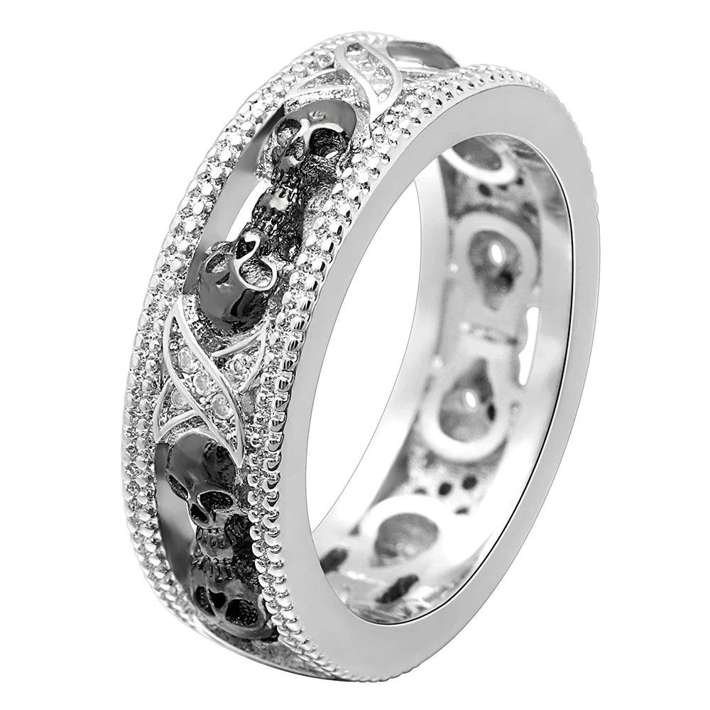 New Gothic Men's Zircon Skull Ring