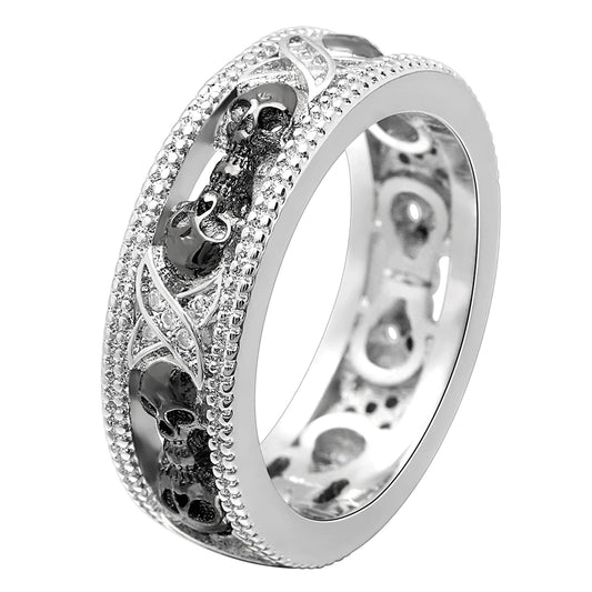 New Gothic Men's Zircon Skull Ring