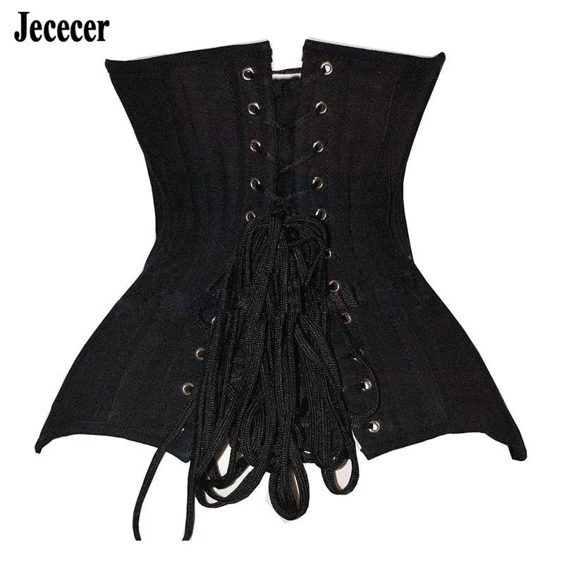Women Underbust Corset Top Steel Bones Slimming Gothic Bustier Tops Waist Trainer Cincher Belts Black Outfits Steampunk Corset
