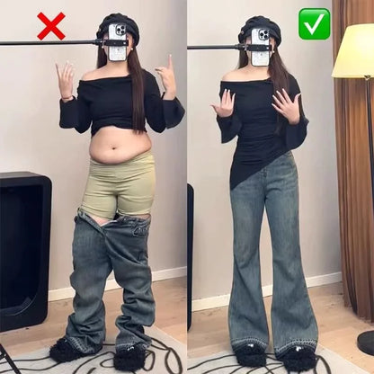 Bootcut Jeans Woman Plus Size Women Slant Pockets Shopping Goth Unique Pleated Bottom Leg Lifting Texture South Zipper Neutral