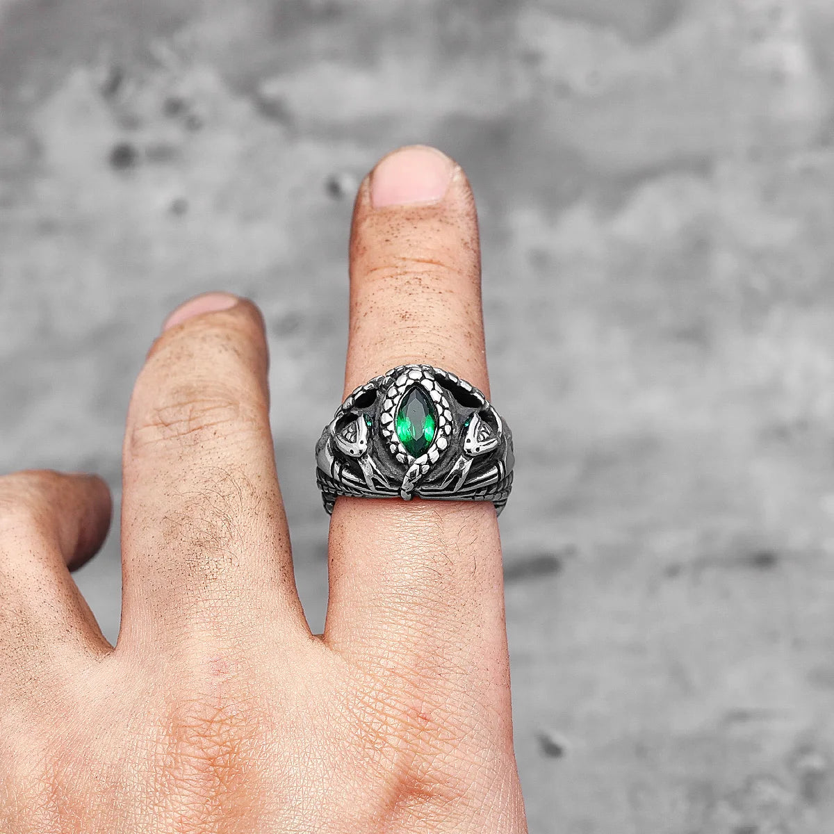 Devil's Eye Gemstone Snake Animal Stainless Steel Mens Womens Rings Punk Trendy For Male Biker Jewelry Creativity Gift Wholesale