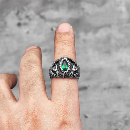 Devil's Eye Gemstone Snake Animal Stainless Steel Mens Womens Rings Punk Trendy For Male Biker Jewelry Creativity Gift Wholesale