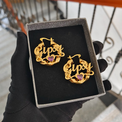 DHQH New Wholesale Customized Name Birthday Stone Set Personalized 3D Necklace Earrings Birthday Gift Manufacturer Direct Sales