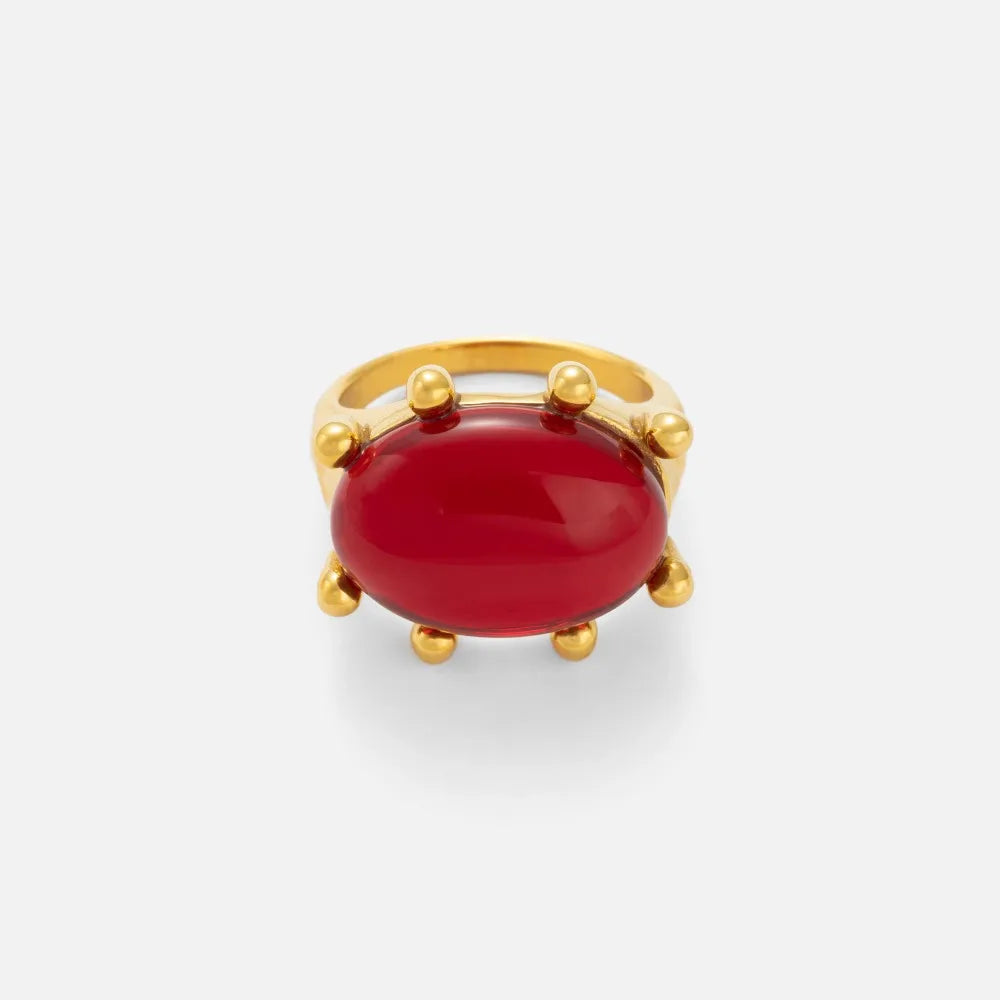 Gothic Green Red Zircon Claw Rings for Women 18k Gold Plated Hypoallergenic Stainless Steel Tarnish Free Jewelry Anillos Mujer