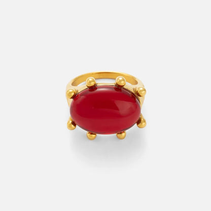 Gothic Green Red Zircon Claw Rings for Women 18k Gold Plated Hypoallergenic Stainless Steel Tarnish Free Jewelry Anillos Mujer