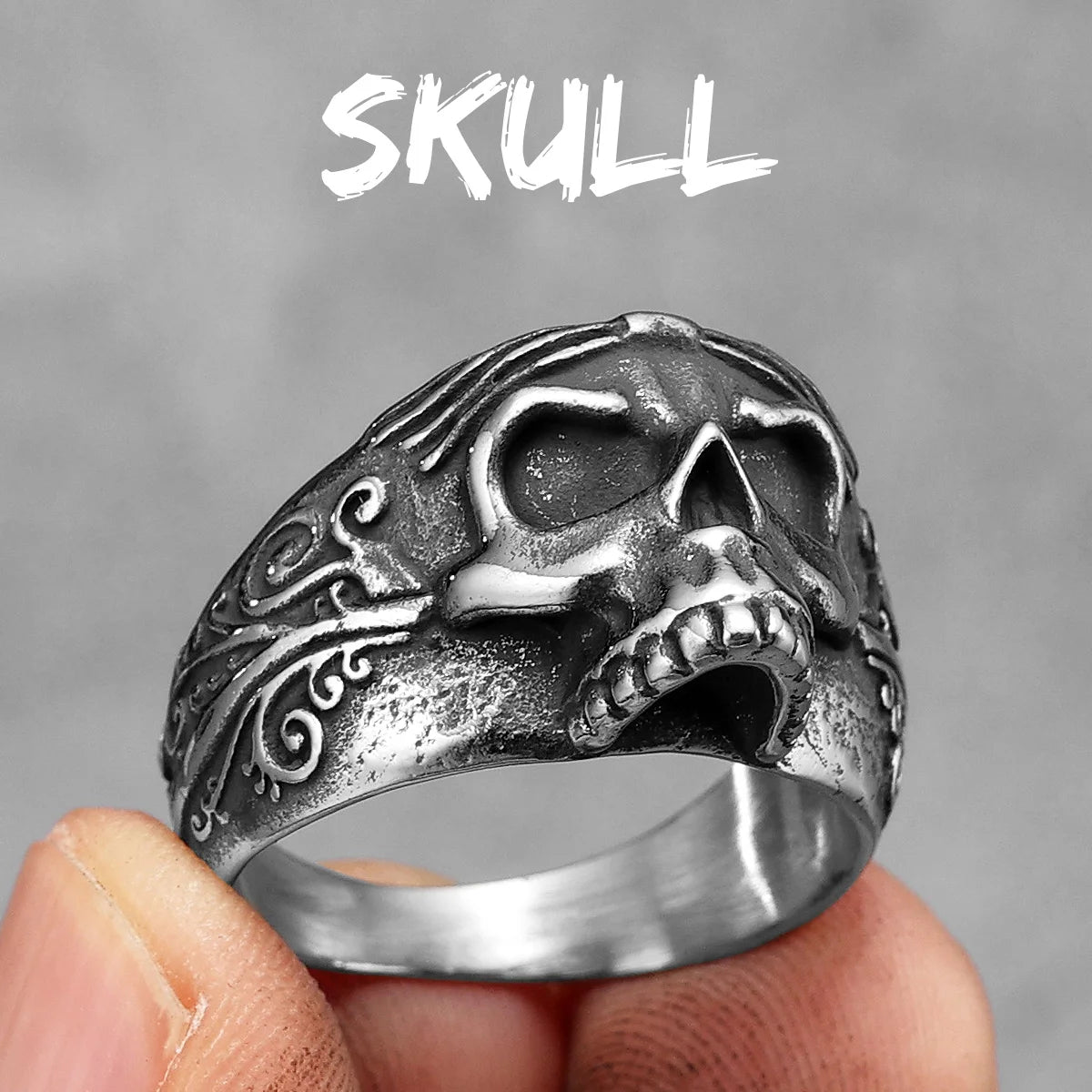Rose Skull Men Ring