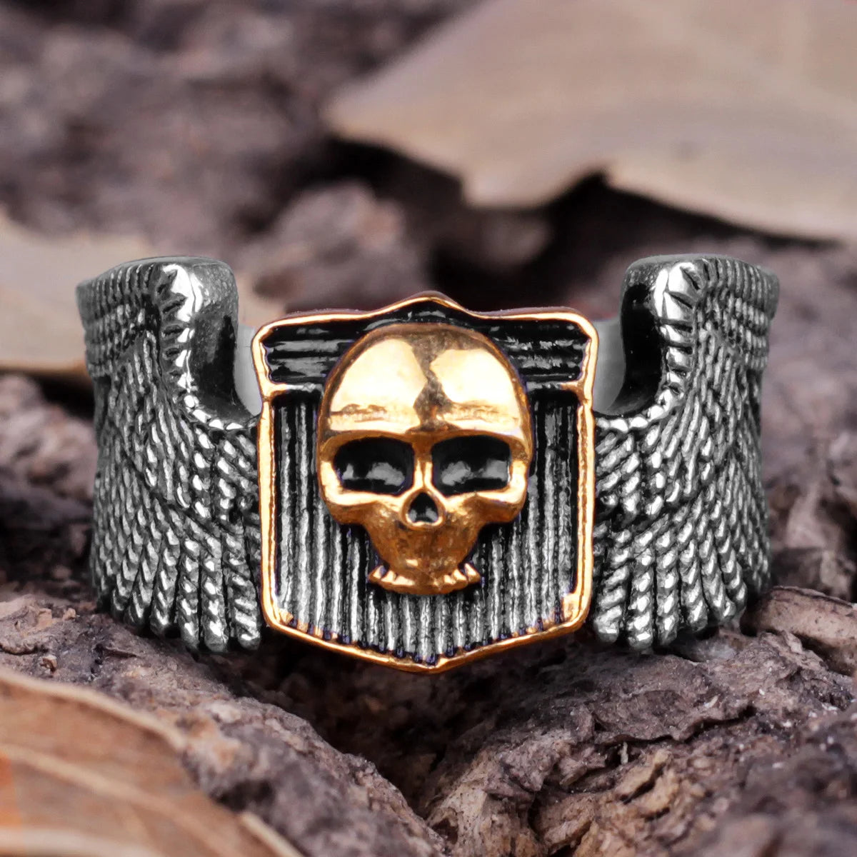 Stainless Steel Men Rings Skull Wing Motorcycle Punk Rock Gothic for Biker Male Boyfriend Jewelry Creativity Gift Wholesale