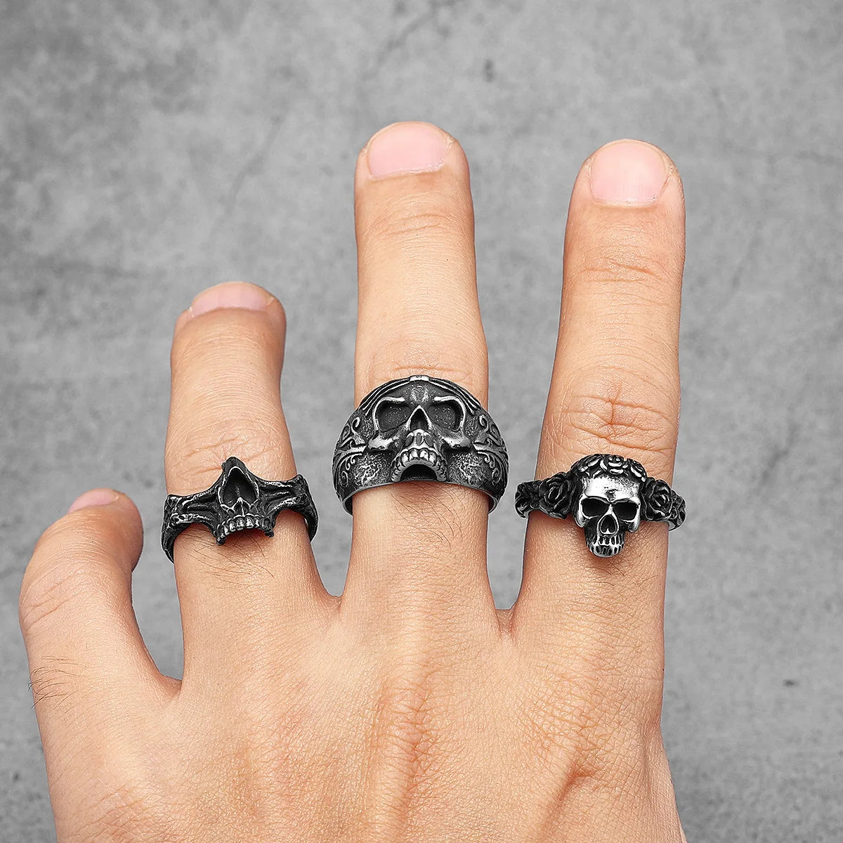 Rose Skull Men Ring