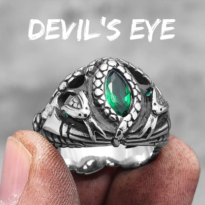 Devil's Eye Gemstone Snake Animal Stainless Steel Mens Womens Rings Punk Trendy For Male Biker Jewelry Creativity Gift Wholesale