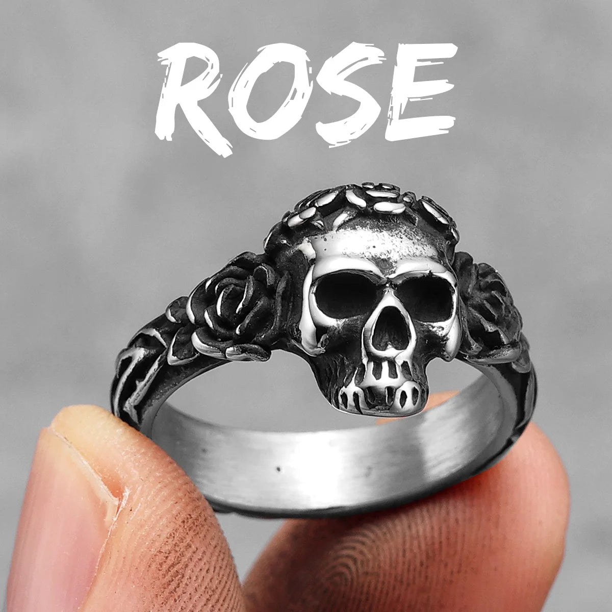 Rose Skull Men Ring