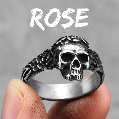 Rose Skull Men Ring