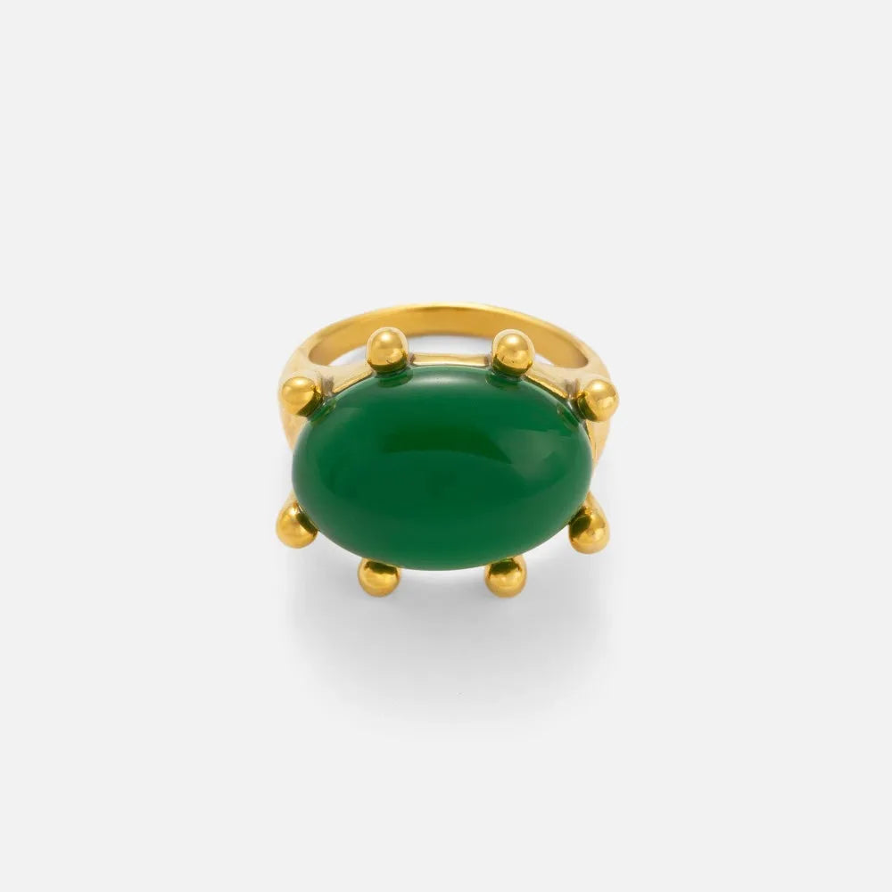 Gothic Green Red Zircon Claw Rings for Women 18k Gold Plated Hypoallergenic Stainless Steel Tarnish Free Jewelry Anillos Mujer