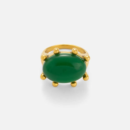 Gothic Green Red Zircon Claw Rings for Women 18k Gold Plated Hypoallergenic Stainless Steel Tarnish Free Jewelry Anillos Mujer