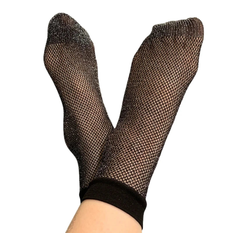 Women Retro Gothic Summer Lace Top Floral Fishnet Ankle Socks Lady Black Nylon Short Lace Stockings 23 Models Shoe Size 5-10