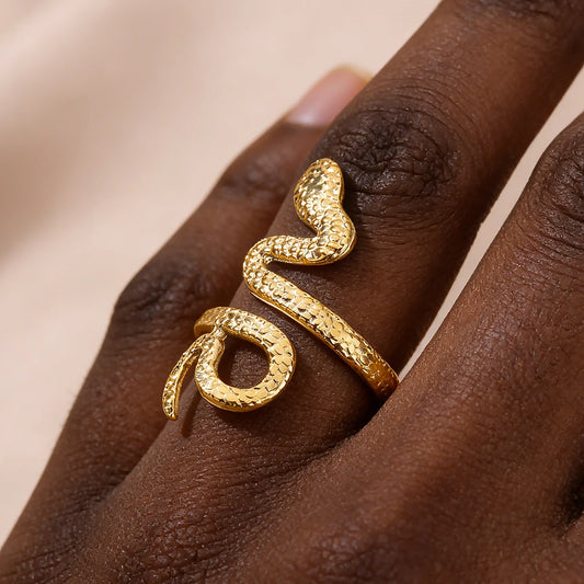 Adjustable Gold Color Snake Ring for Women Men Vintage Gothic Aesthetic Stainless Steel Ring Fashion Jewelry 2026 Dropshipping