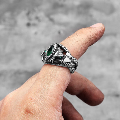 Devil's Eye Gemstone Snake Animal Stainless Steel Mens Womens Rings Punk Trendy For Male Biker Jewelry Creativity Gift Wholesale